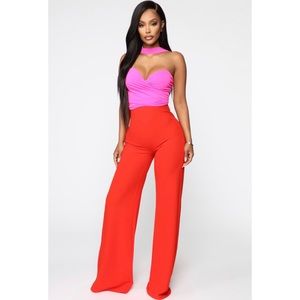 Fashion Nova Cool & Composed Jumpsuit, Pink/Red